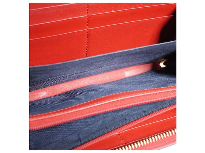 Gucci Portafoglio lungo con zip Blooms in canvas rivestito GG Supreme Rosso Blu Beige - vista 12