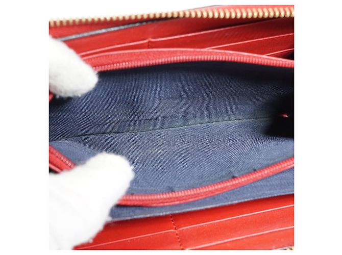 Gucci Portafoglio lungo con zip Blooms in canvas rivestito GG Supreme Rosso Blu Beige - vista 13