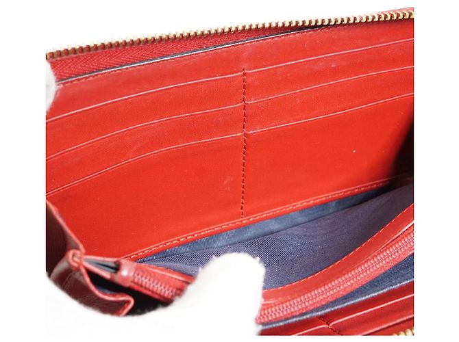 Gucci Portafoglio lungo con zip Blooms in canvas rivestito GG Supreme Rosso Blu Beige - vista 14