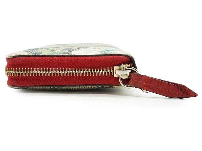 Gucci Portafoglio lungo con zip Blooms in canvas rivestito GG Supreme Rosso Blu Beige - vista 3