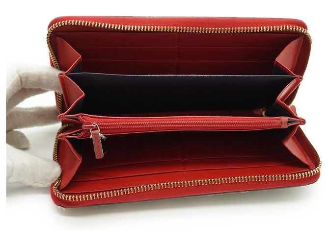 Gucci Portafoglio lungo con zip Blooms in canvas rivestito GG Supreme Rosso Blu Beige - vista 8