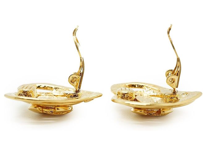 Chanel Boucles d'oreilles clips en forme de cœur CC GP Doré - vue 10