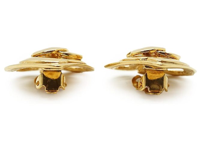 Chanel Boucles d'oreilles clips en forme de cœur CC GP Doré - vue 4