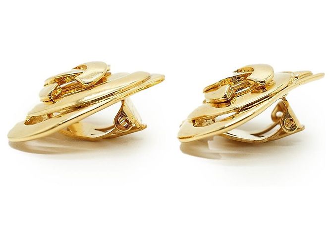Chanel Boucles d'oreilles clips en forme de cœur CC GP Doré - vue 7