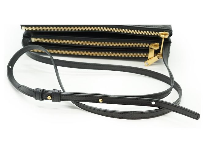 Céline Bolsa de Ombro Trio Large em pele de cordeiro Preto - vista 10