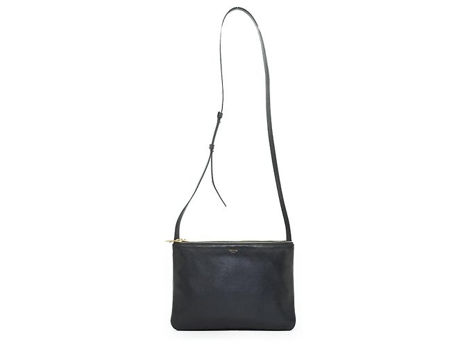 Céline Bolsa de Ombro Trio Large em pele de cordeiro Preto - vista 3