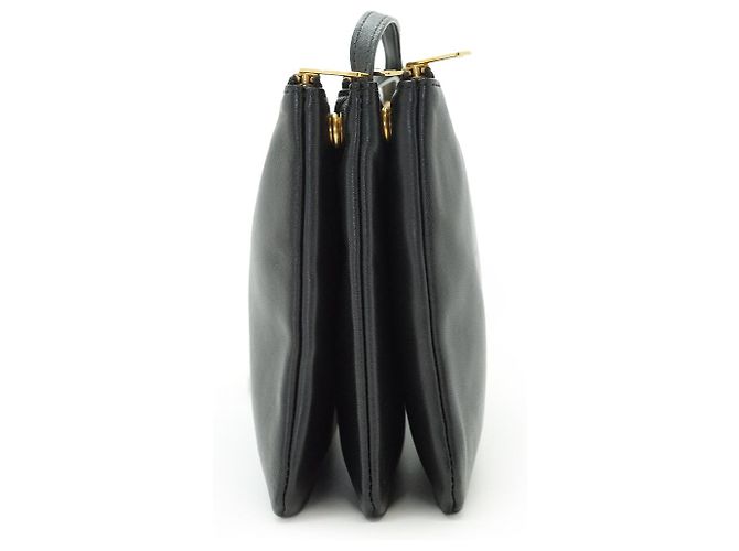 Céline Bolsa de Ombro Trio Large em pele de cordeiro Preto - vista 4
