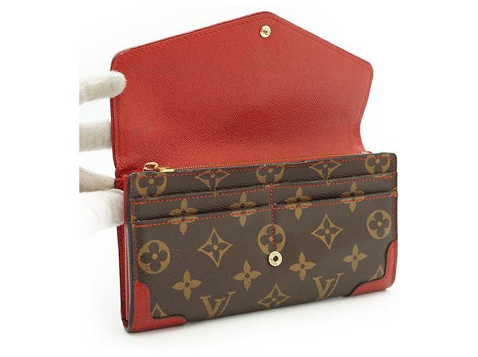 Louis Vuitton Monogram Portefeuille Sarah Retiro Cherry Red Long Wallet Braun Rot - Ansicht 10