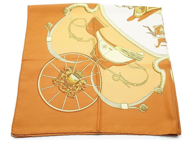 Hermès Springs Ledoux Silk Carre 90 Golden Copper - view 3