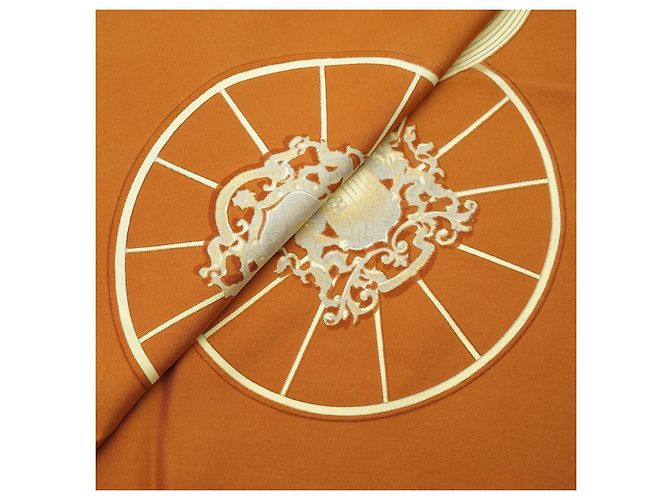 Hermès Springs Ledoux Silk Carre 90 Golden Copper - view 9