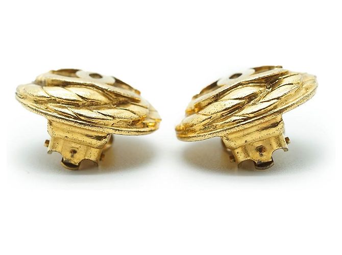 Chanel Boucles d'oreilles clips rondes spirales Coco Mark GP Doré - vue 3