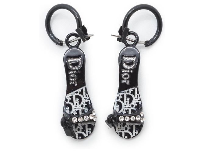 Dior Ohrringe in Form von High Heels Schwarz Weiß - Ansicht 2