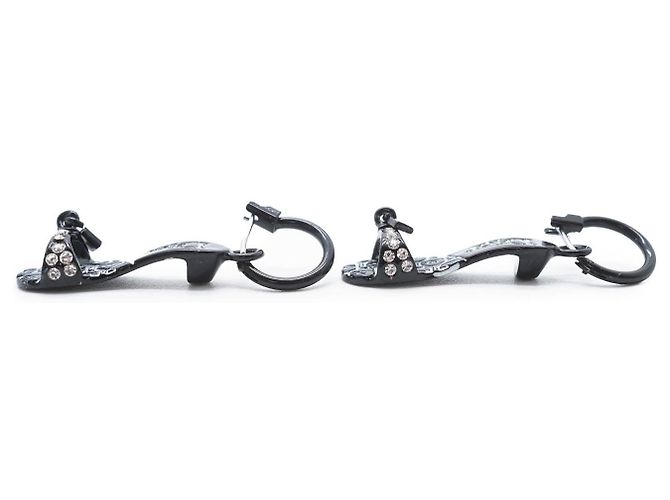 Dior Ohrringe in Form von High Heels Schwarz Weiß - Ansicht 4