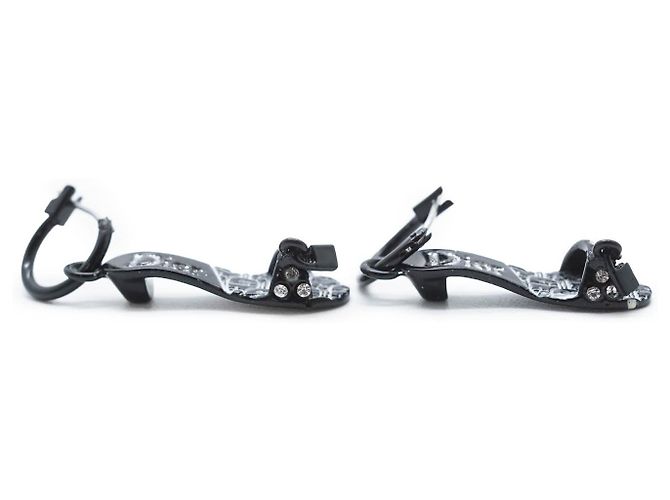 Dior Ohrringe in Form von High Heels Schwarz Weiß - Ansicht 5