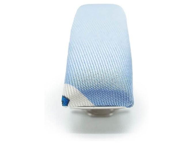 Hermès Eclipse Haarspange aus Seide GM Palladium Silver Blau - Ansicht 3