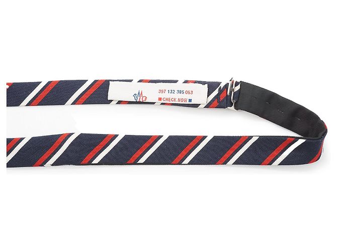 Moncler Gestreifte Krawatte Navy Seide Baumwolle Weiß Rot Marineblau - Ansicht 6