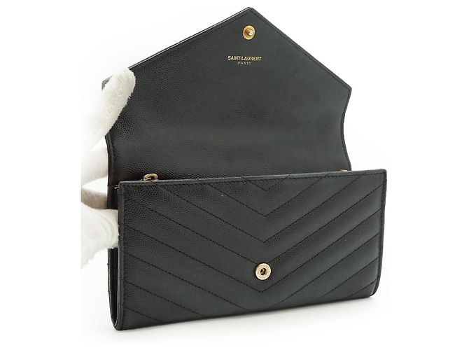 Yves Saint Laurent Cartera larga YSL Cassandra Matelassé Negro - vista 7