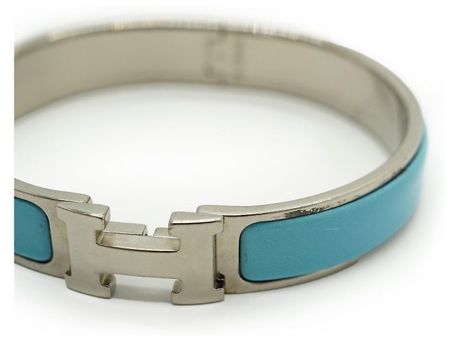 Hermès Brazalete Clic Clac H GM Plata Azul - vista 12