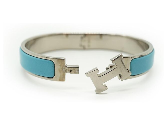 Hermès Brazalete Clic Clac H GM Plata Azul - vista 14