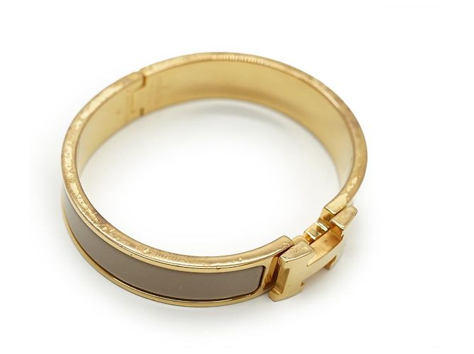 Hermès Clic Clac H Bracelet Marron Glace PM Golden Grau - Ansicht 13