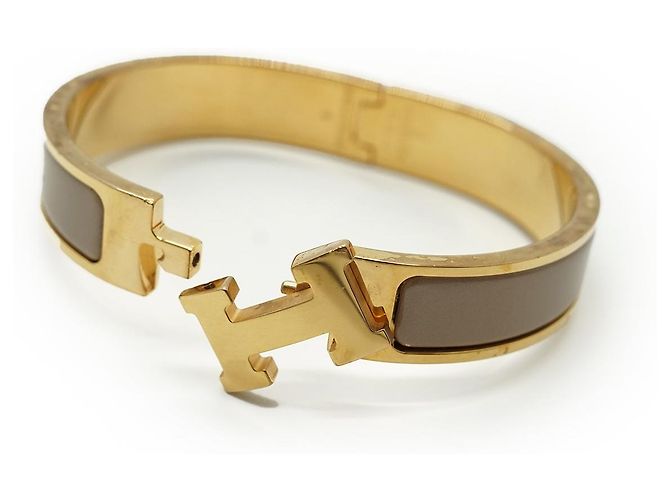 Hermès Clic Clac H Bracelet Marron Glace PM Golden Grau - Ansicht 15