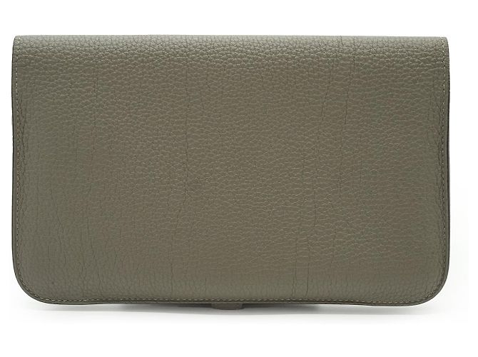 Hermès Portafoglio Dogon Duo Sauge Palladium GM Togo Verde Grigio - vista 2