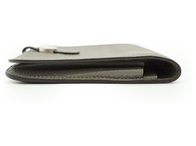 Hermès Portafoglio Dogon Duo Sauge Palladium GM Togo Verde Grigio - vista 4