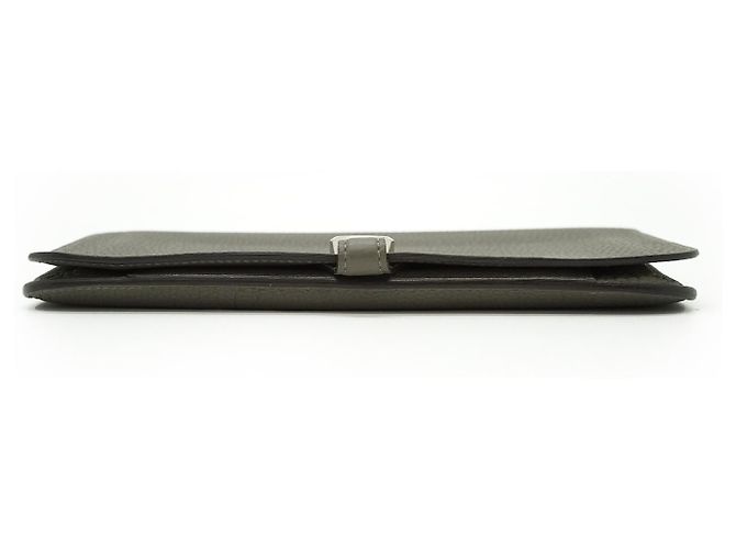 Hermès Portafoglio Dogon Duo Sauge Palladium GM Togo Verde Grigio - vista 5