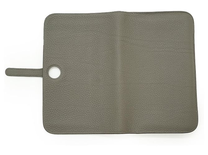 Hermès Portafoglio Dogon Duo Sauge Palladium GM Togo Verde Grigio - vista 7