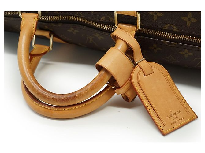 Louis Vuitton Monogram Keepall 55 Braun Canvas Leder - Ansicht 9