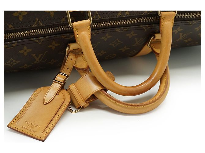Louis Vuitton Monogram Keepall 50 Marrón Lona y Cuero Castaño - vista 10