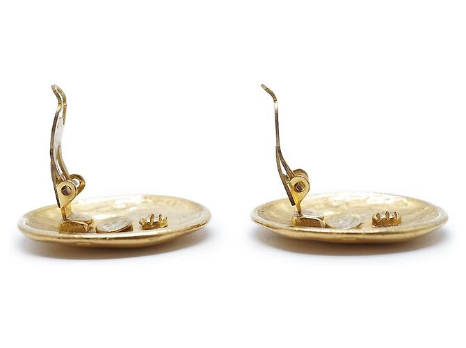 Chanel Boucles d'oreilles clips CC multiples embossées GP Doré - vue 10