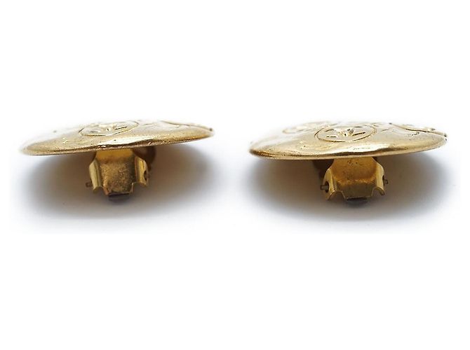 Chanel Boucles d'oreilles clips CC multiples embossées GP Doré - vue 3