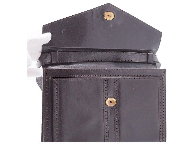 Yves Saint Laurent Vintage Schultertasche mit Cut-out-Besatz Braun Schwarz - Ansicht 10