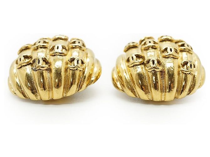 Chanel Vintage Multiple CC Shell Clip-on Ohrringe GP Golden - Ansicht 5