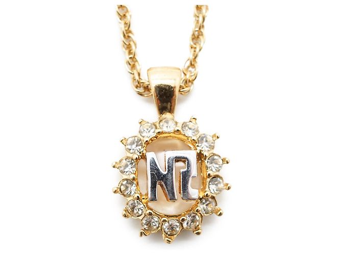 Nina Ricci Colar com pingente de círculo de strass NR Dourado - vista 4