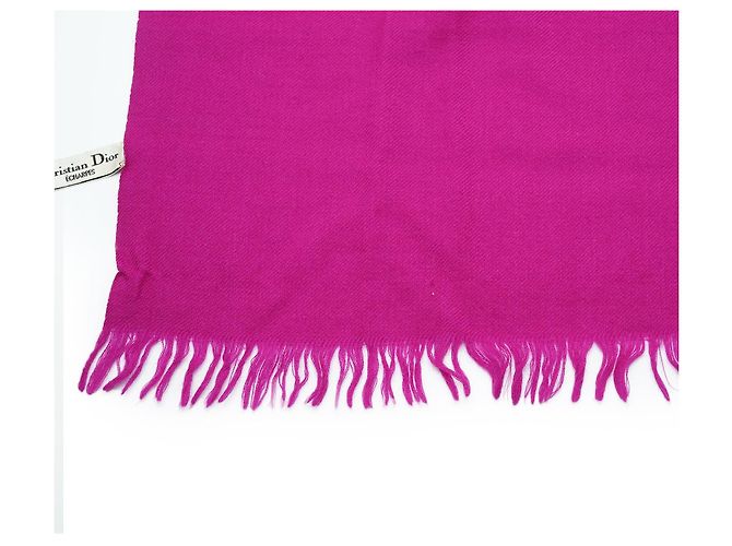 Christian Dior Echarpes Zweifarbiger Wollschal mit Fransen Pink Lila - Ansicht 11