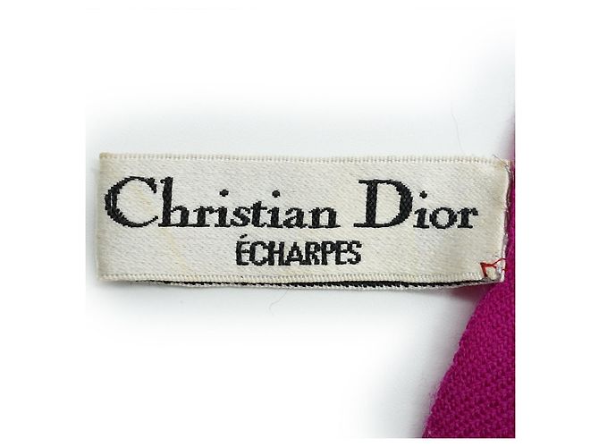 Christian Dior Echarpes Zweifarbiger Wollschal mit Fransen Pink Lila - Ansicht 12
