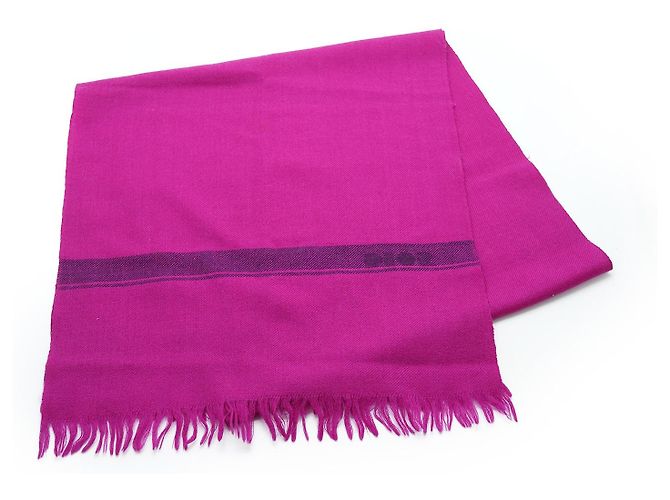 Christian Dior Echarpes Zweifarbiger Wollschal mit Fransen Pink Lila - Ansicht 2