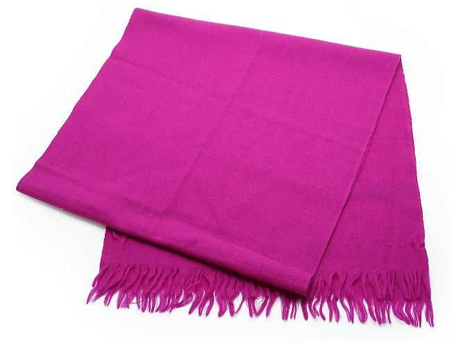 Christian Dior Echarpes Zweifarbiger Wollschal mit Fransen Pink Lila - Ansicht 3