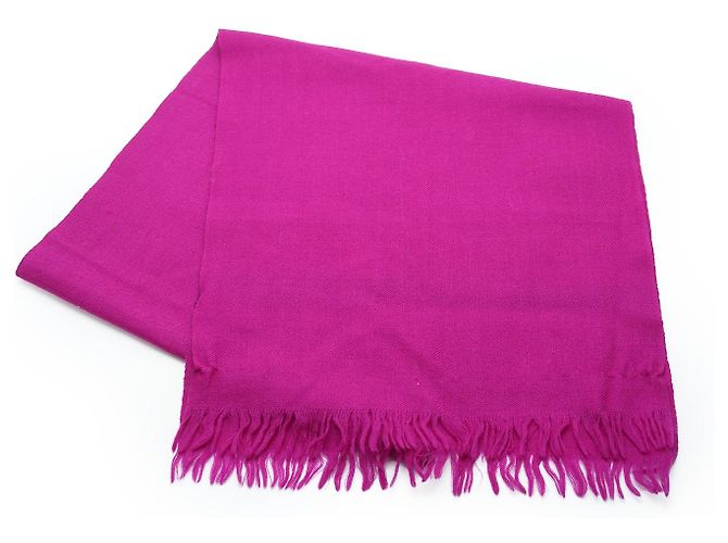 Christian Dior Echarpes Zweifarbiger Wollschal mit Fransen Pink Lila - Ansicht 4