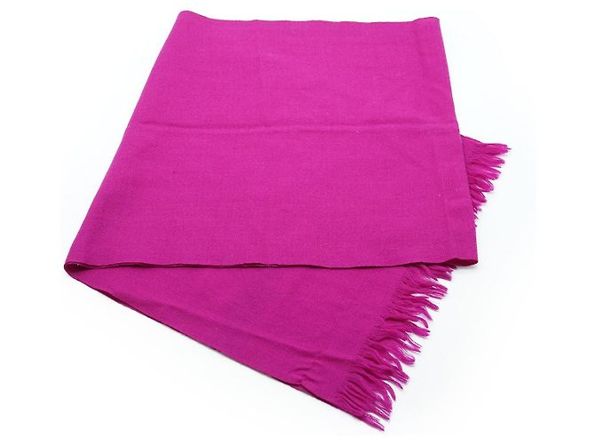 Christian Dior Echarpes Zweifarbiger Wollschal mit Fransen Pink Lila - Ansicht 7