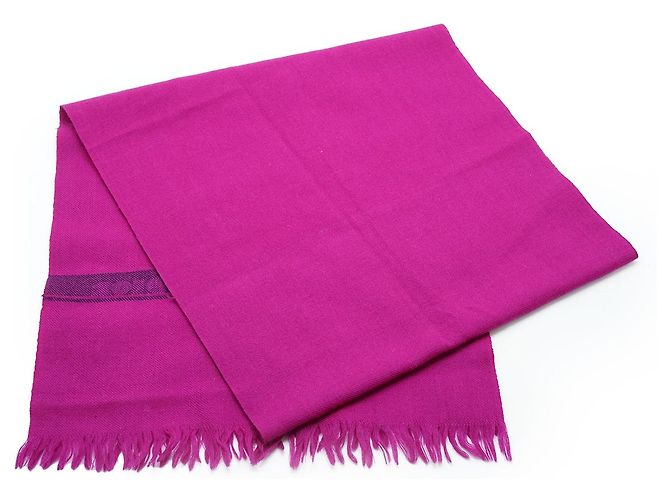 Christian Dior Echarpes Zweifarbiger Wollschal mit Fransen Pink Lila - Ansicht 9