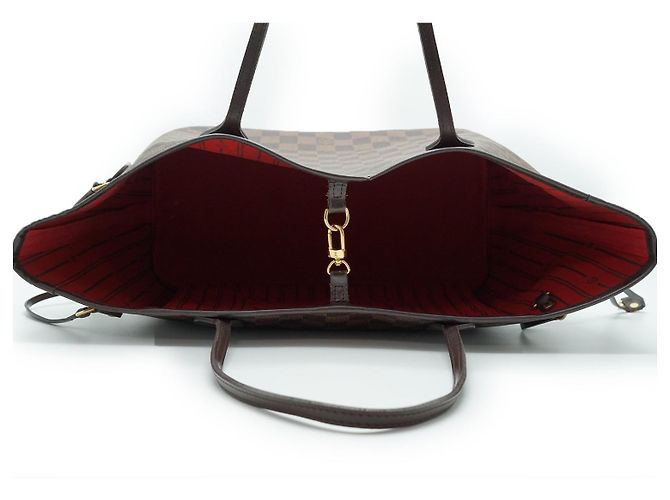Louis Vuitton Damier Ebene Neverfull MM Brown Red - view 9