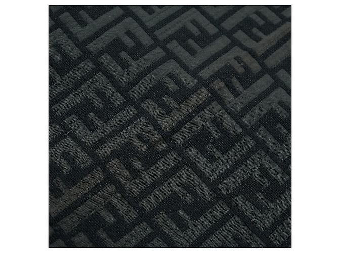Fendi Cachecol de Lã com Franjas Zucca Preto - vista 10