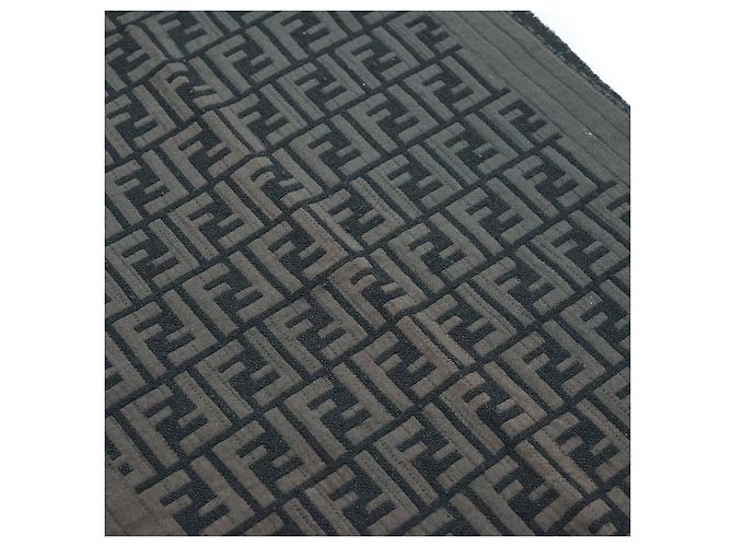 Fendi Cachecol de Lã com Franjas Zucca Preto - vista 11