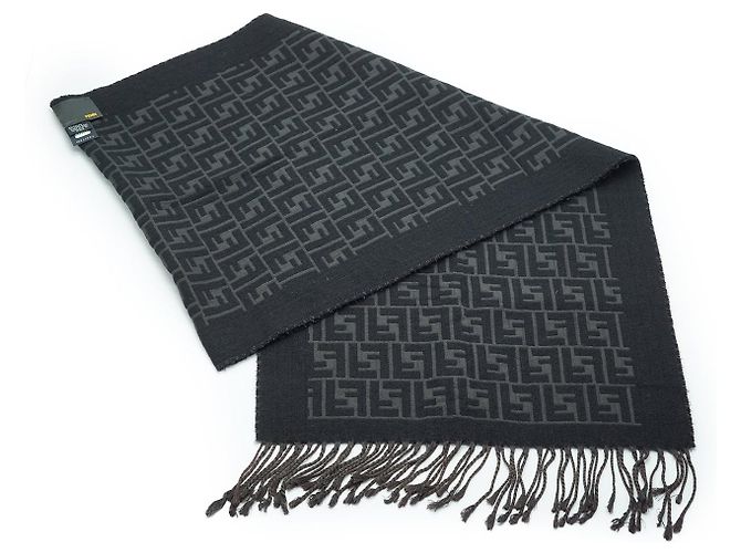 Fendi Cachecol de Lã com Franjas Zucca Preto - vista 6