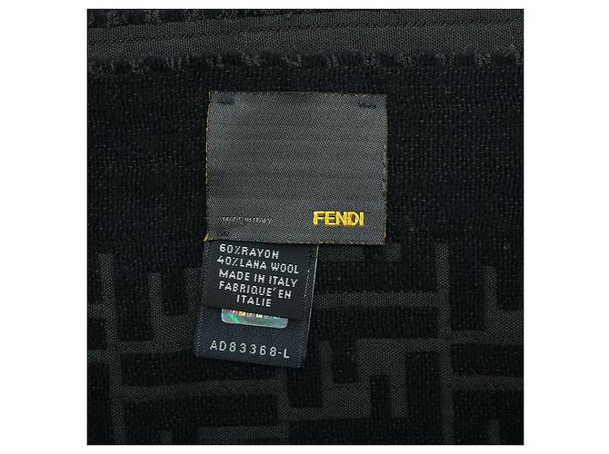 Fendi Cachecol de Lã com Franjas Zucca Preto - vista 8