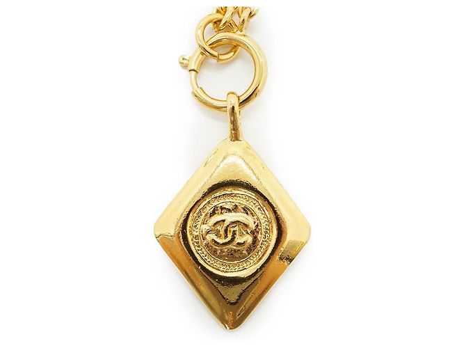 Chanel Collana con pendente Vintage CC a forma di diamante GP D'oro - vista 4