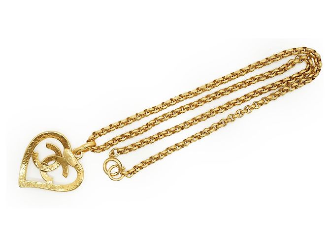 Chanel Collier Cœur CC Vintage Doré - vue 2